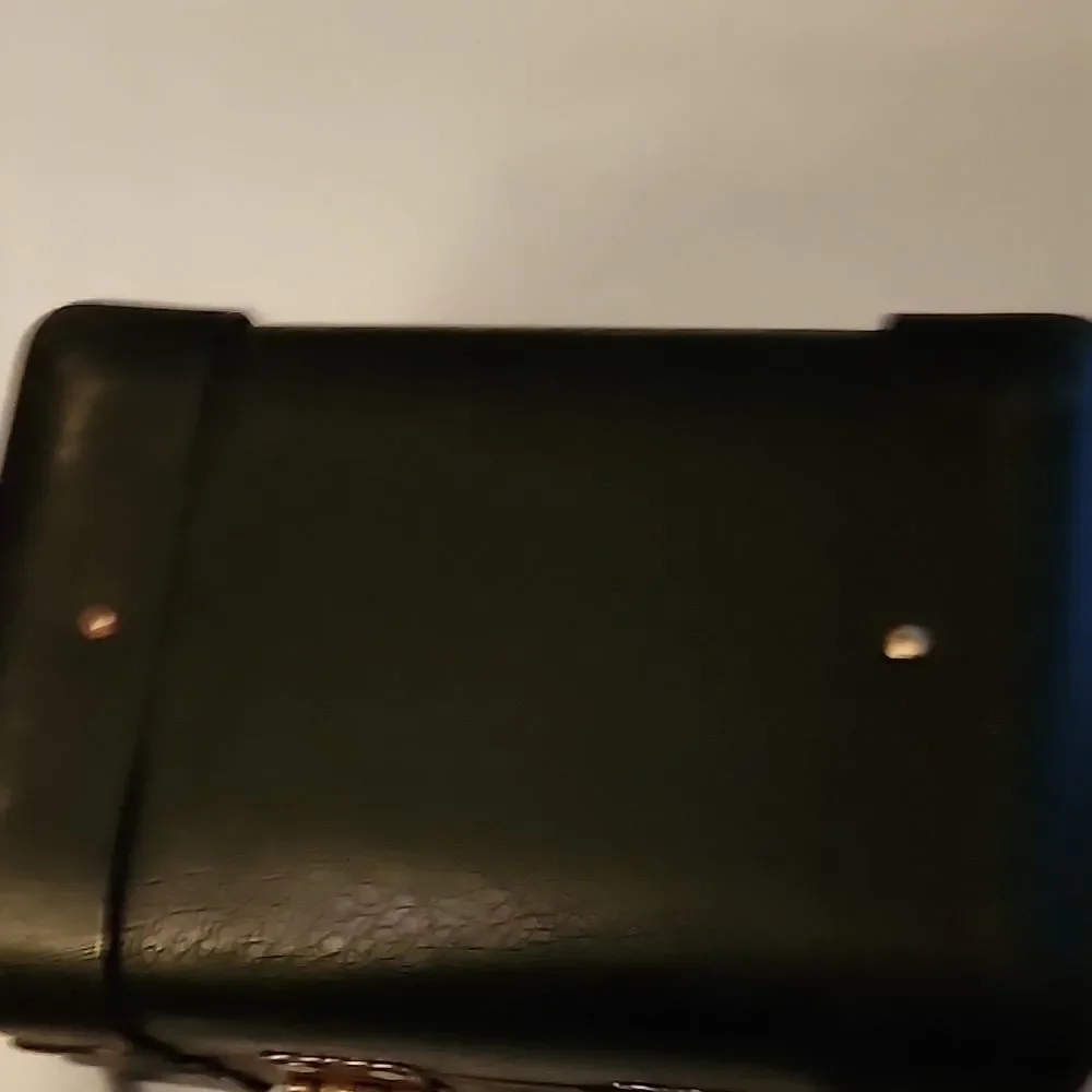 Vintage Black Handbag with Gold Accents